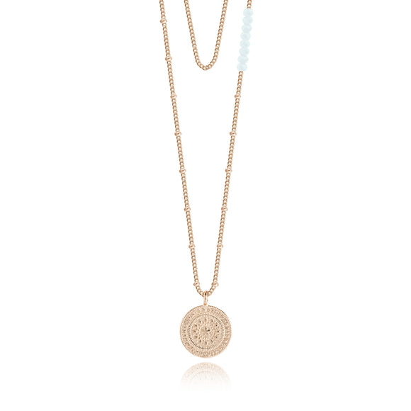 Joma Jewellery Friendship Boho Coin Necklace with white beads. - Gifteasy Online