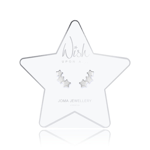 Joma Jewellery WISH UPON A STAR - silver star cluster studs - earrings (damagedcard) - Gifteasy Online