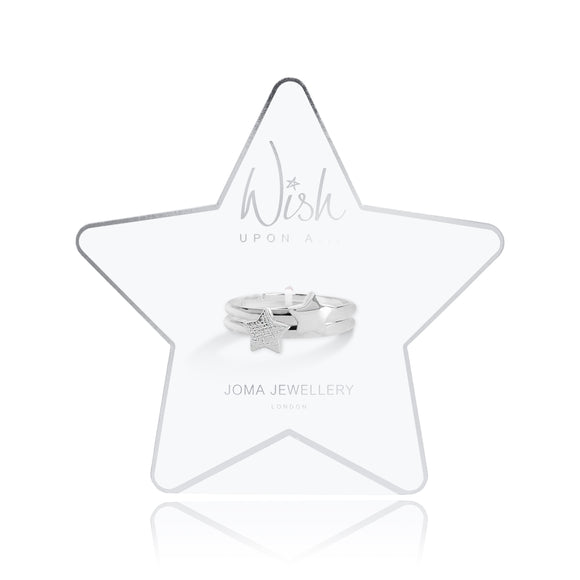 WISH UPON A STAR - silver star stacking rings - set of 2 rings - Gifteasy Online