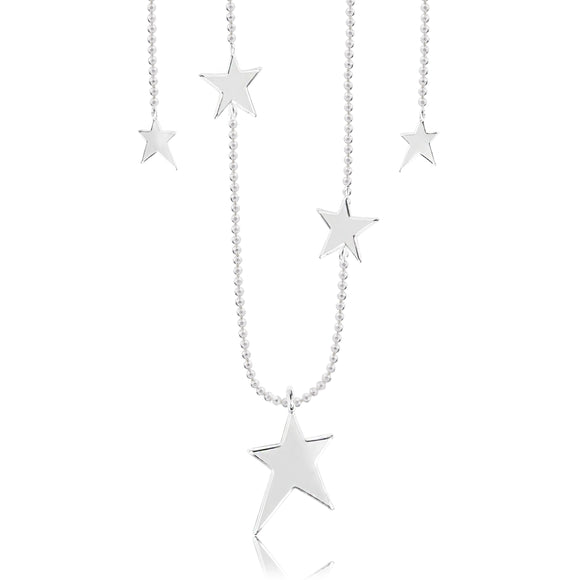 Joma Jewellery STARSTRUCK - silver lariat chain with star charms and slider - lariat necklace - Gifteasy Online