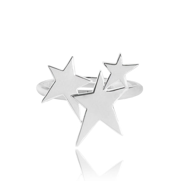 Joma Jewellery Starstruck Adjustable Silver Cluster Star Ring - Gifteasy Online