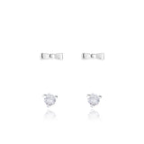 Joma Jewellery BAUBLES - FABULOUS FRIEND - silver bow studs and thre prong set cz earrings on round card - set of 2 - Gifteasy Online