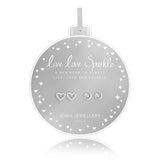BAUBLES - LIVE LOVE SPARKLE - heart outline studs and bezel set cz earrings on round card - set of 2 - Gifteasy Online