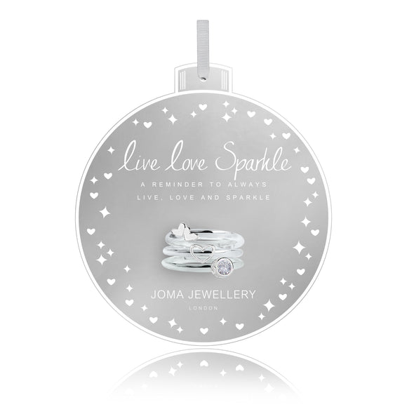 Joma Jewellery BAUBLES - LIVE LOVE SPARKLE RINGS - adjustable rings - set of 3 - Gifteasy Online