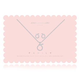 Joma Jewellery SENTIMENT SETS - Family-  outline pave earring and necklace set - Gifteasy Online