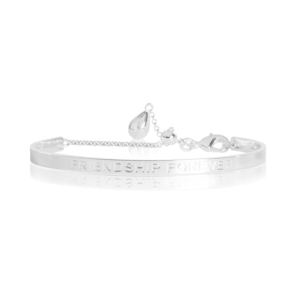 Joma Jewellery LIFES A CHARM - FRIENDSHIP FOREVER engraved silver bangle - 6cm diameter adjustable - Gifteasy Online