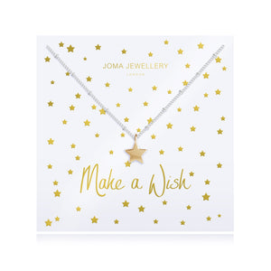 Joma Jewellery MAKE A WISH - silver chain gold star pendant on foiled card - necklace - Gifteasy Online