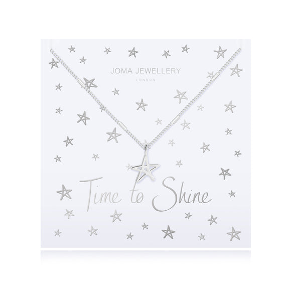 TIME TO SHINE - silver chain silver star pendant on foiled card - necklace - Gifteasy Online