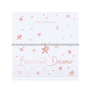 Joma Jewellery BEAUTIFUL DREAMER - silver chain rose gold stars pendant on foiled card - bracelet - Gifteasy Online