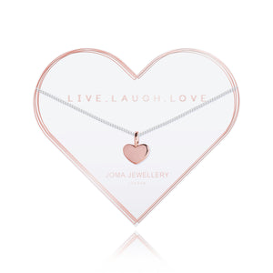 LIVE LAUGH LOVE - rose gold heart silver chain necklace - Gifteasy Online