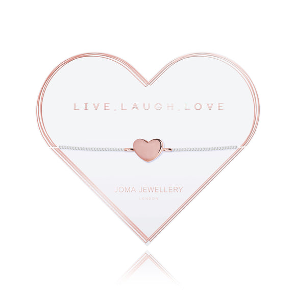 LIVE LAUGH LOVE - rose gold heart silver chain bracelet - Gifteasy Online