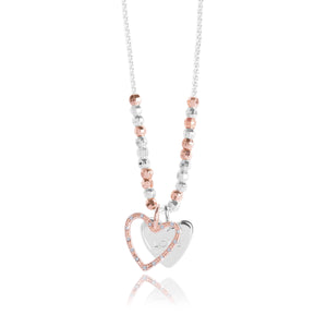 Joma Jewellery CACI - LOVE - silver chain with rose gold pave charm and silver stamped charm wear long or short. - Gifteasy Online