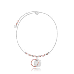 Joma Jewellery CACI - KARMA - silver chain with rose gold pave charm and silver stamped charm - bracelet - Gifteasy Online
