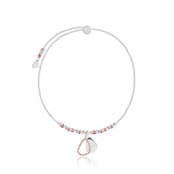 Joma Jewellery CACI - WISH - silver chain with rose gold pave charm and silver stamped charm - bracelet - Gifteasy Online