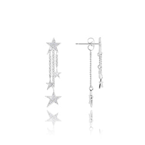 Joma Jewellery SEEING STARS - silver pave star drop earrings - Gifteasy Online