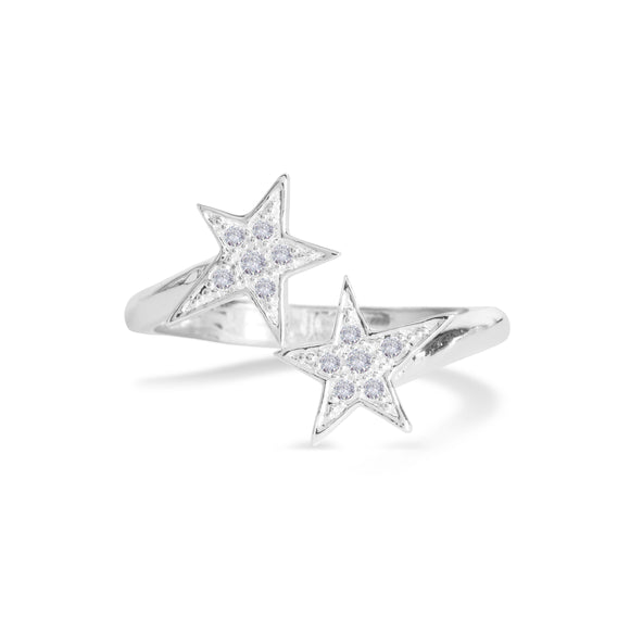 SEEING STARS - silver pave star wrap ring - Gifteasy Online