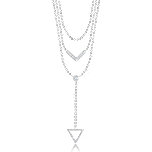 Joma Jewellery LEAH LARIAT - Triangle - three layer drop silver lariat - Gifteasy Online