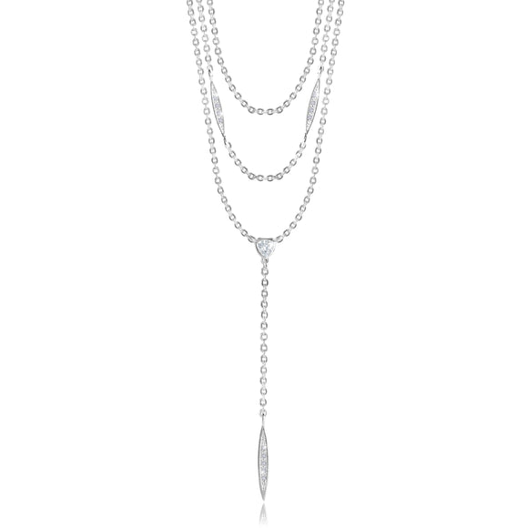Joma Jewellery LEAH LARIAT - Bar - three layer drop silver lariat necklace - Gifteasy Online