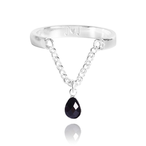 Joma Jewellery Astrid Adjustable Chain Ring Black - Gifteasy Online
