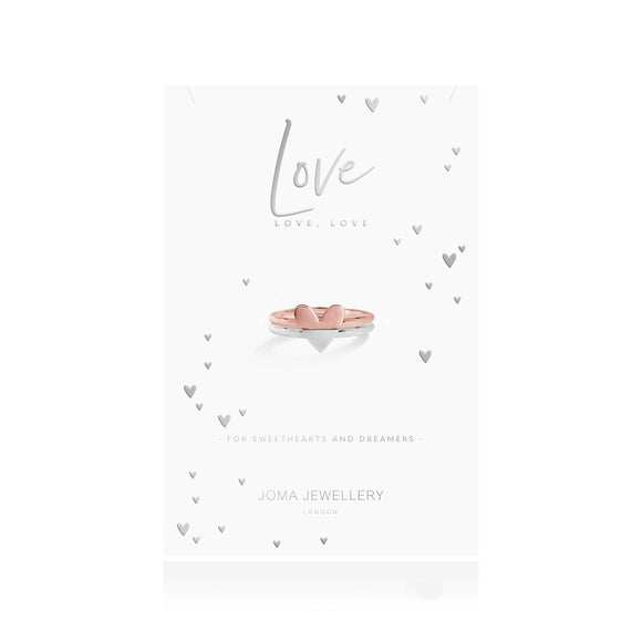 SPLIT - Live Love Laugh - silver and rose gold heart stacking rings - Gifteasy Online