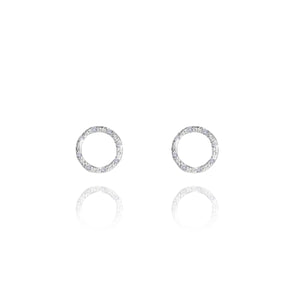 THEA - circle silver pave earrings - Gifteasy Online