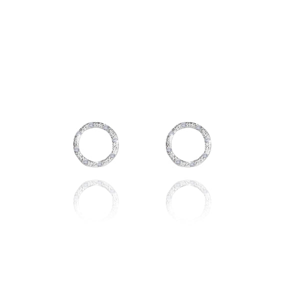 THEA - circle silver pave earrings - Gifteasy Online