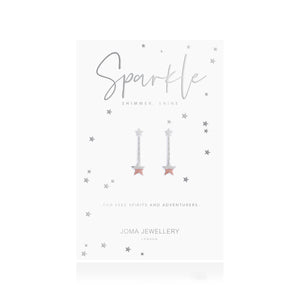 SPLIT - Sparkle and Shine - silver and rose gold star drop earrings - Gifteasy Online