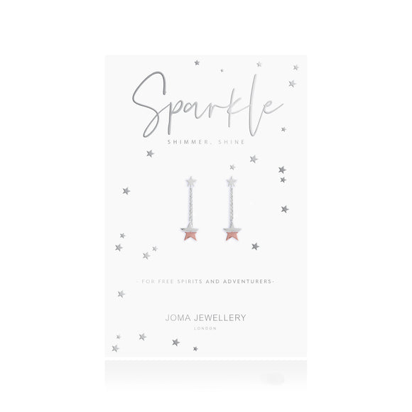 SPLIT - Sparkle and Shine - silver and rose gold star drop earrings - Gifteasy Online