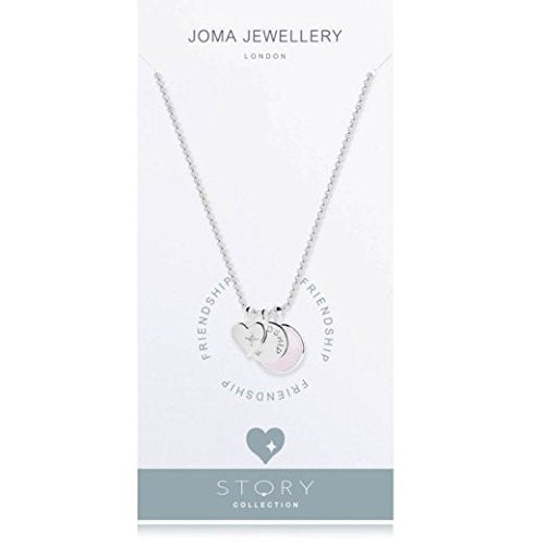 Joma Jewellery - Story - Friendship - Silver Necklace with Silver Disc and Pink Crystal Charms - Gifteasy Online