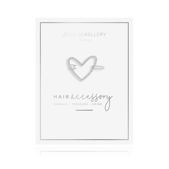Joma Jewellery Hair Accessory Silver Pave Heart Clip - Gifteasy Online