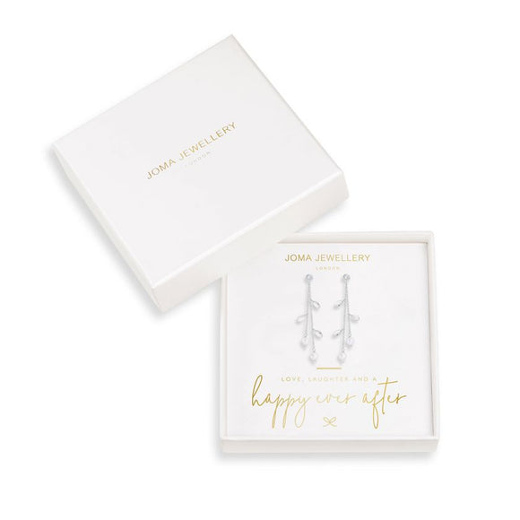 Joma Jewellery Happy Ever After Bridal Jewellery Pearl Crystal Leaf Earrings - Gifteasy Online