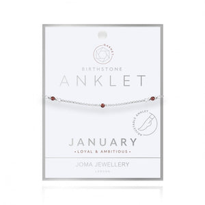 Joma Jewellery Birthstone Anklet January - Gifteasy Online