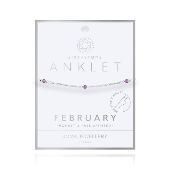 Joma Jewellery Birthstone Anklet February - Gifteasy Online
