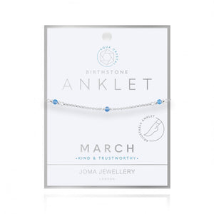 Joma Jewellery Birthstone Anklet March - Gifteasy Online