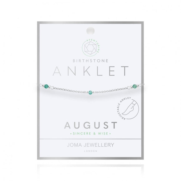 Joma Jewellery Birthstone Anklet August - Gifteasy Online