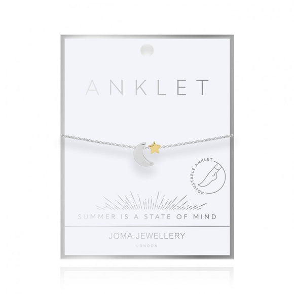 Joma Jewellery Two Tone Moon & Star Anklet - Gifteasy Online