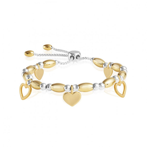 Joma Jewellery Hearts Silver and Gold Bracelet Bar - Gifteasy Online