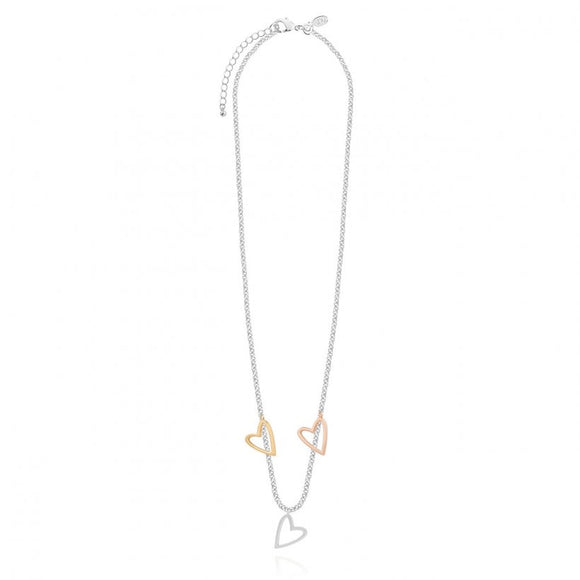 JOMA JEWELLERY Florence Heart Necklace Silver Rose Gold 46cm + 5cm Extender Necklace 4448 - Gifteasy Online