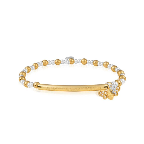 Joma Jewellery   Bracelet Bar Be Happy be Bright Bee You Bracelet Silver and Gold - Gifteasy Online