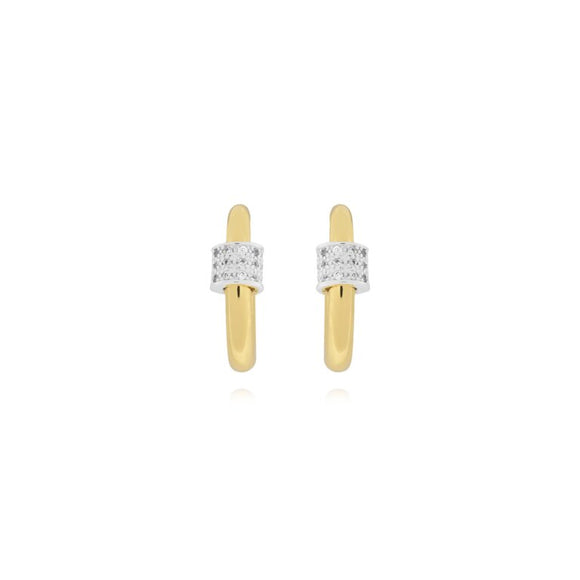 Joma Jewellery  Statement Earrings Pave Detail Hoop Earrings Silver and Gold - Gifteasy Online