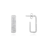 Joma Jewellery   Statement Earrings Pave Rectangle Hoop Earrings in Silver Silver - Gifteasy Online