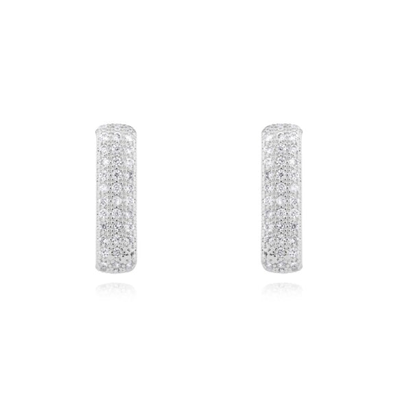 Joma Jewellery   Statement Earrings Pave Rectangle Hoop Earrings in Silver Silver - Gifteasy Online