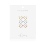 Joma Jewellery  Florence Ombre Heart Stud Earrings Silver, Rose Gold and Gold - Gifteasy Online