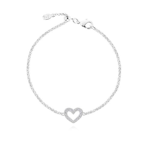 Joma Jewellery  Lucia Lustre Heart Organic Pave Bracelet Silver - Gifteasy Online
