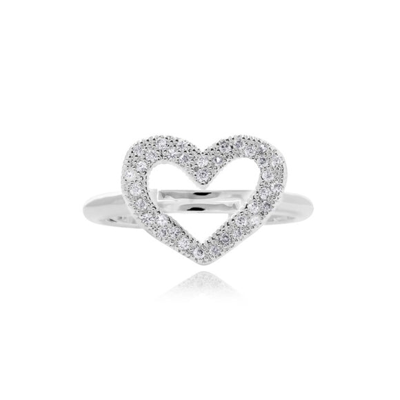 Joma Jewellery  Lucia Lustre Heart Organic Pave Ring Silver - Gifteasy Online
