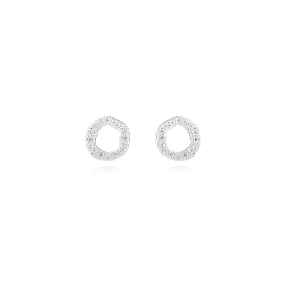 Joma Jewellery   Lucia Lustre ROUND Organic Pave Studs Silver - Gifteasy Online