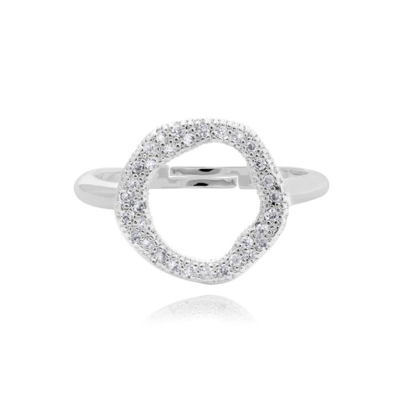 Joma Jewellery  Lucia Lustre Round Organic Pave Ring Silver - Gifteasy Online