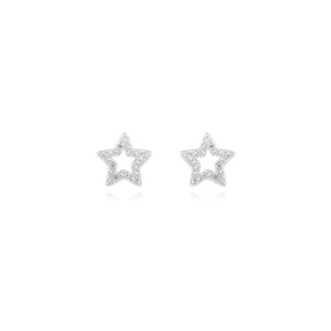Joma Jewellery   Lucia Lustre Star Organic Pave Studs Silver - Gifteasy Online