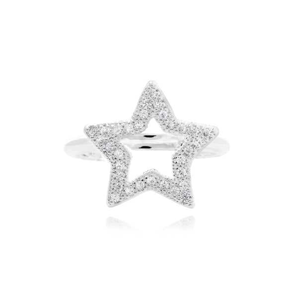 Joma Jewellery  Lucia Lustre Star Organic Pave Ring Silver - Gifteasy Online