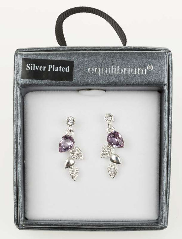 Equilibrium Silver Plated Crystal Cluster Drop Earrings - Gifteasy Online